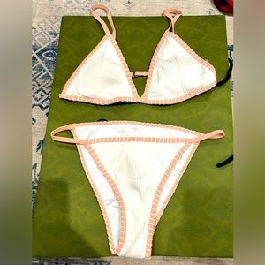 Cupshe White bikini with pink trim - NWT